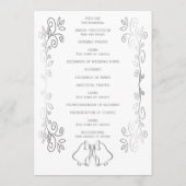Zilveren Bellen Scrollwork Ontwerp Wedding Programmakaart (Achterkant)