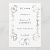 Zilveren Bellen Scrollwork Ontwerp Wedding Programmakaart (Voorkant)