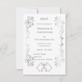 Zilveren Bellen Scrollwork Ontwerp Wedding RSVP Kaartje