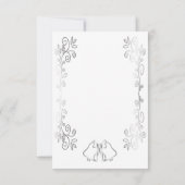 Zilveren Bellen Scrollwork Ontwerp Wedding RSVP Kaartje (Achterkant)