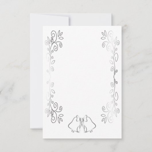 Zilveren Bellen Scrollwork Ontwerp Wedding RSVP Kaartje (Achterkant)