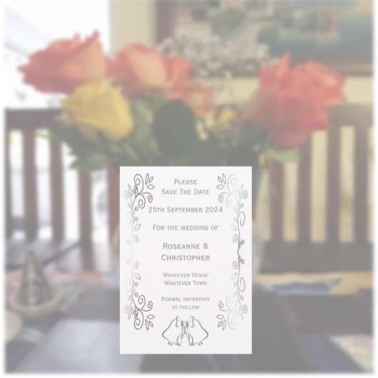 Zilveren Bellen Scrollwork Ontwerp Wedding Save The Date