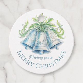 Zilveren belletjes waterverf groen prettig kerstfe bedankjes labels
