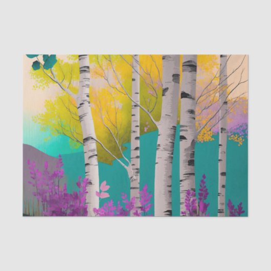 ZILVEREN BERK mooie bomen decoupage papier (Voorkant)