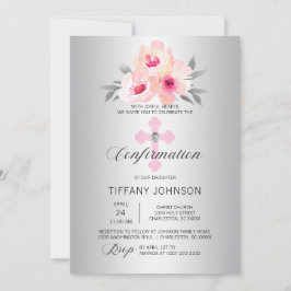 Zilveren Bevestiging Bloemen Roze Cross GIRL + GED Kaart