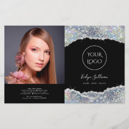 Zilveren bivoudig glitterbrochure