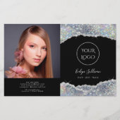 Zilveren bivoudig glitterbrochure (Voorkant)