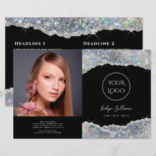 Zilveren bivoudig glitterbrochure