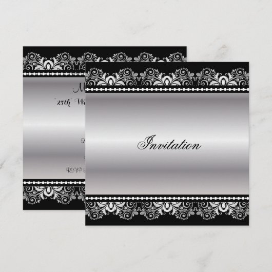 Zilveren Black Lace | Elke gelegenheid Kaart (Voorkant / Achterkant)