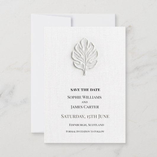 Zilveren Blad Huwelijk Save The Date (Voorkant)
