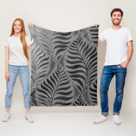 Zilveren blad motief fleece deken