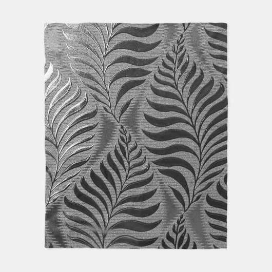 Zilveren blad motief fleece deken (Voorkant)