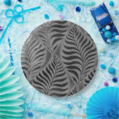 Zilveren blad motief papieren bordje (Feest)