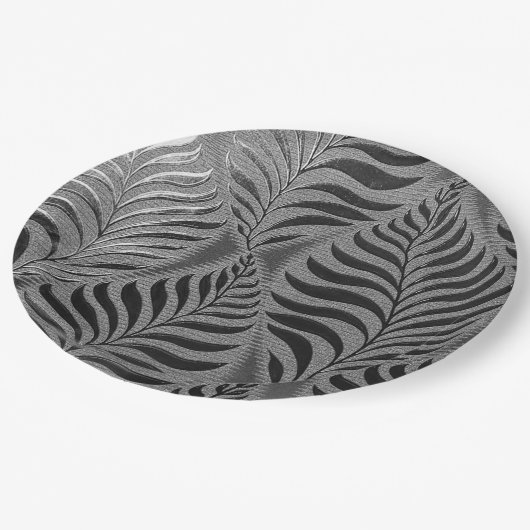 Zilveren blad motief papieren bordje (Gekanteld)