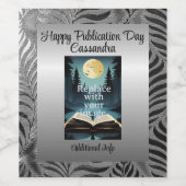 Zilveren blad motief wijn etiket (Enkel label)