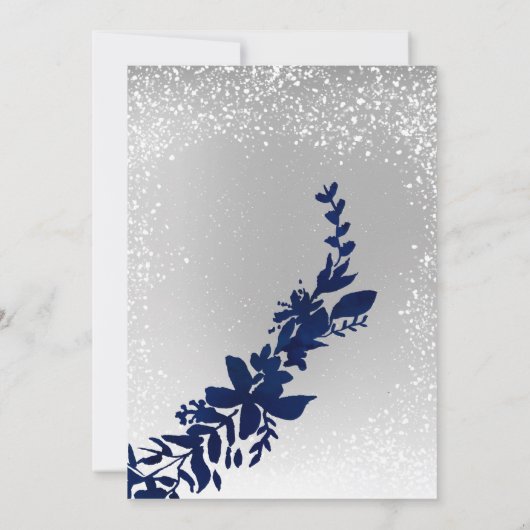 Zilveren blad sneeuw navy blauw Kerst grand openin Kaart (Achterkant)