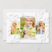 Zilveren Bladeren 4 Foto Afstudeer Uitnodiging (Voorkant)