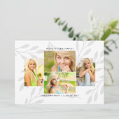 Zilveren Bladeren 4 Foto Afstudeer Uitnodiging (Staand voorkant)