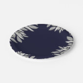 Zilveren Bladeren Botanische Glam Blauwe Roze Brui Papieren Bordje (Gekanteld)