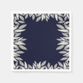 Zilveren Bladeren Botanische Glam Blauwe Roze Brui Servet