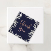 Zilveren Bladeren Botanische Glam Blauwe Roze Dank Bedankjes Labels (In situ)