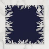 Zilveren Bladeren Botanische Glam Blauwe Roze Dank Bedankjes Labels (Achterkant)