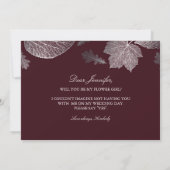 Zilveren Bladeren Huwen Bruidsmeisje Uitnodiging (Achterkant)