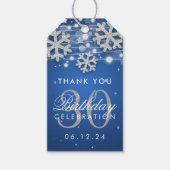 Zilveren Blauw 30e Verjaardag Dank u Winter Cadeaulabel (Voorkant)