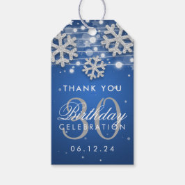 Zilveren Blauw 30e Verjaardag Dank u Winter Cadeaulabel