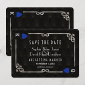 Zilveren Blauw Casino Las Vegas Poker Huwelijk   Save The Date (Voorkant / Achterkant)