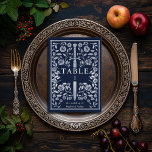 Zilveren Blauw Koninklijk Middeleeuws Zwaard Bruil Kaart<br><div class="desc">Vier uw speciale dag met deze Royal Medieval Sword Wedding design. De folie op dit punt is GEEN echte folie. Items worden precies afgedrukt zoals ze op uw scherm verschijnen wanneer u aan de winkelwagen toevoegt, dus personaliseer en voeg elk tabelnummer dat u nodig hebt afzonderlijk aan uw winkelwagen toe....</div>