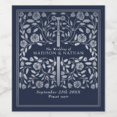 Zilveren Blauw Koninklijk Middeleeuws Zwaard Bruil Wijn Etiket (Enkel label)