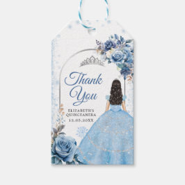 Zilveren Blauw Magische Sneeuwvlok Mis Quince Dank Cadeaulabel