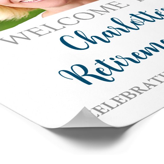 Zilveren Blauw Pensioenfeest 8.5x11 Foto Poster (Hoek)