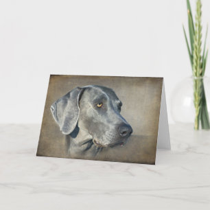Zilveren Blauw Weimaraner Portret Kaart