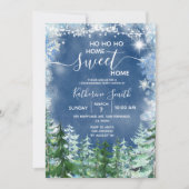 Zilveren Blauw Winter Hout Rustieke Housewarming P Kaart (Voorkant)