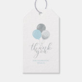 Zilveren & blauwe ballonnen | Party Dank u Favor T Cadeaulabel (Voorkant)