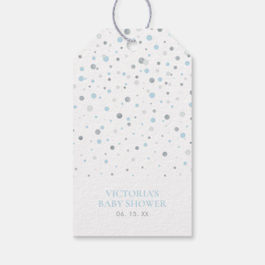 Zilveren & blauwe ballonnen | Party Dank u Favor T Cadeaulabel (Achterkant)