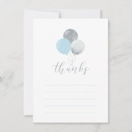 Zilveren & Blauwe Ballonnen | Party Dankkaart Bedankkaart