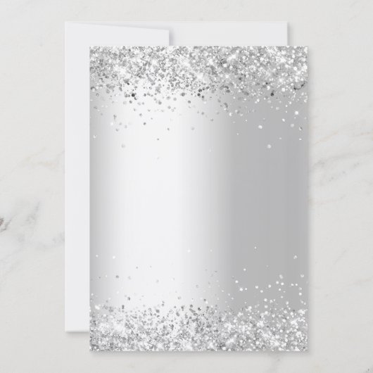 Zilveren blauwe bloemen 25e trouwdag kaart (Achterkant)