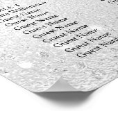 Zilveren blauwe bloemen bruiloft zitgrafiek poster (Hoek)