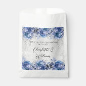 Zilveren blauwe bloemen dank u bruiloft bedankzakje (Voorkant)