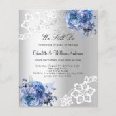 Zilveren blauwe bloemen gelofte vernieuwing bruilo (Voorkant)