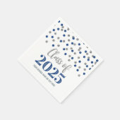 Zilveren Blauwe Confetti Afstudeerklas 2025 Servet (Hoek)
