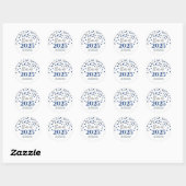 Zilveren Blauwe Confetti Afstuderen 2025 Ronde Sticker (Vel)