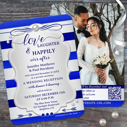 Zilveren Blauwe Gestreepte Happily Ever After Trou Kaart