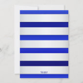 Zilveren Blauwe Gestreepte Post Bruiloft Uitnodigi Kaart (Achterkant)