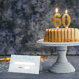 Zilveren blauwe glinstering plaatskaartje