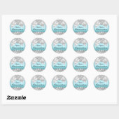 Zilveren Blauwe Glitter & Juweel Boog Sticker (Vel)