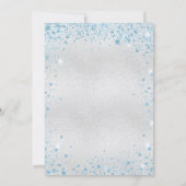 Zilveren blauwe glitter winter verjaardag kaart (Achterkant)